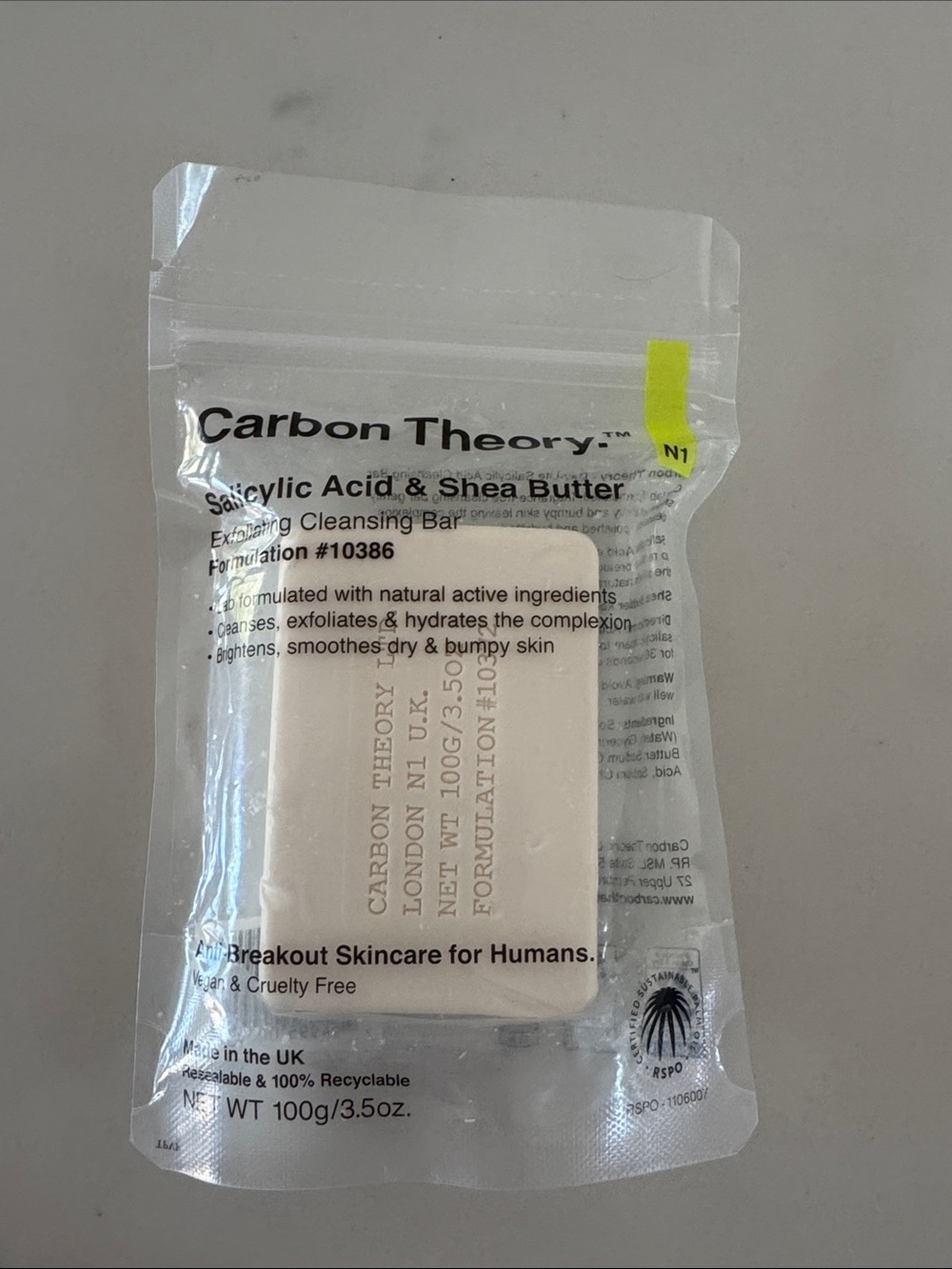 Carbon Theory Exfoliating Cleansing Bar New Sealed Bag